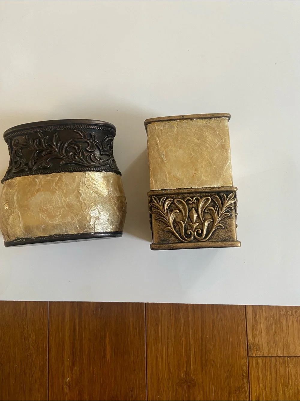 Ornate Gold-Tone Decorative Bathroom Fixtures , Set of 2